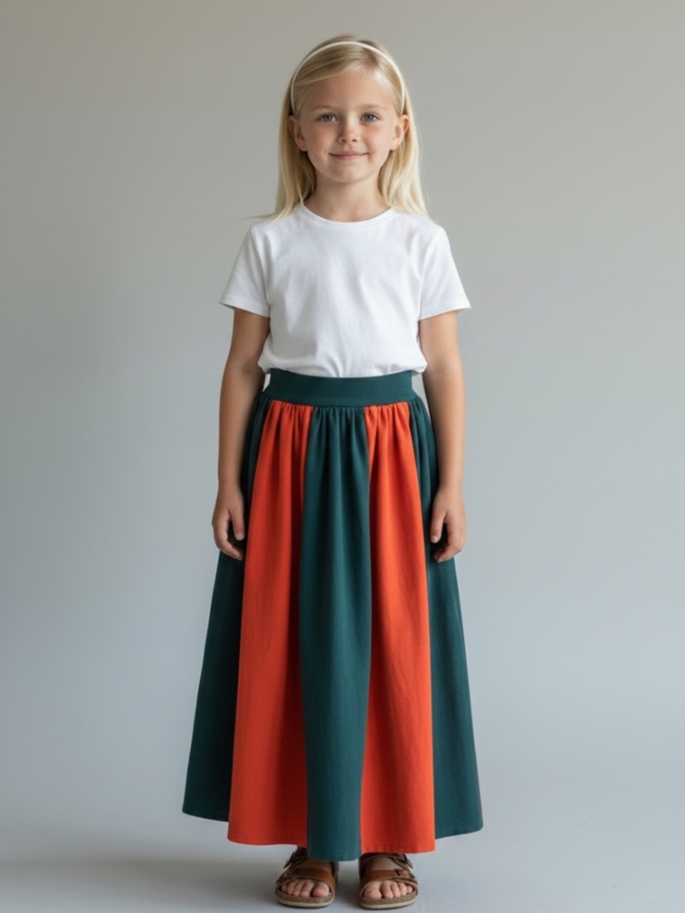 Skirt Girls 6/7 Maxi Colorful Colorblock Knit Straight Cotton Mom and Pop's Kids
